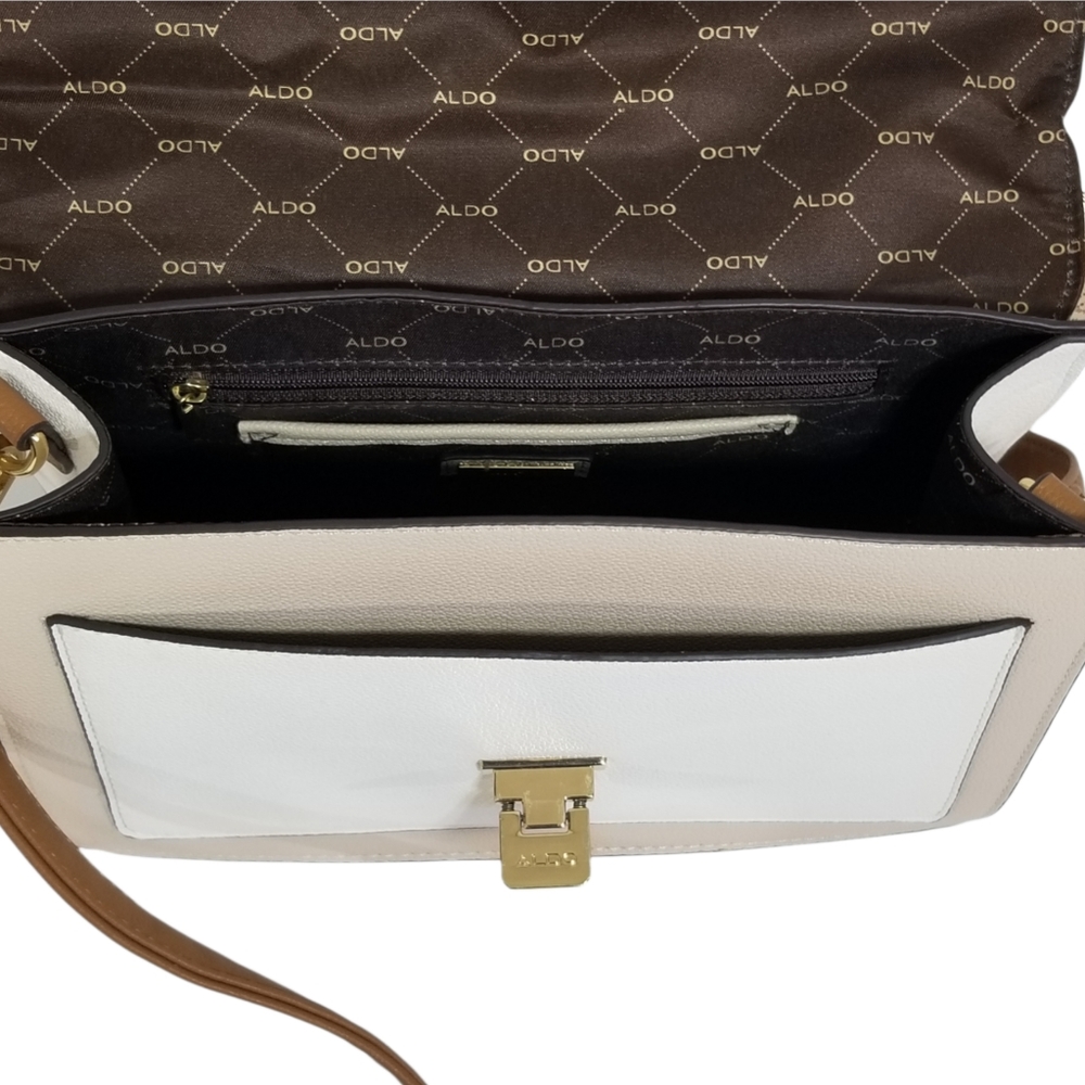 ALDO Womens Anniebrook Satchel in Neutral Colorblock Structured Handbag Purse - Picture 12 of 12